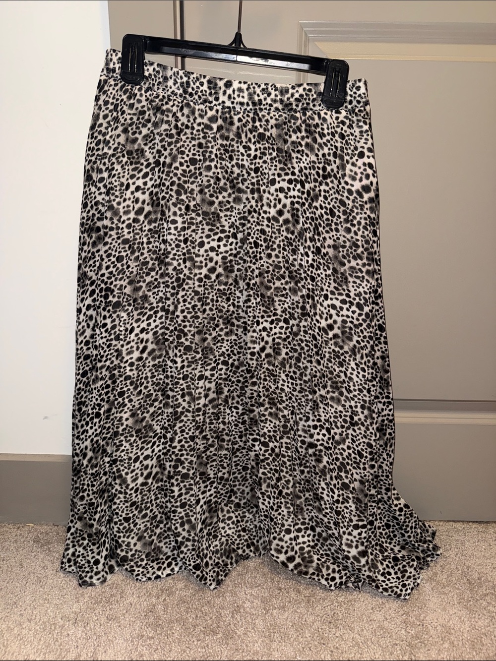 a new day Black and White Animal Print Maxi Skirt